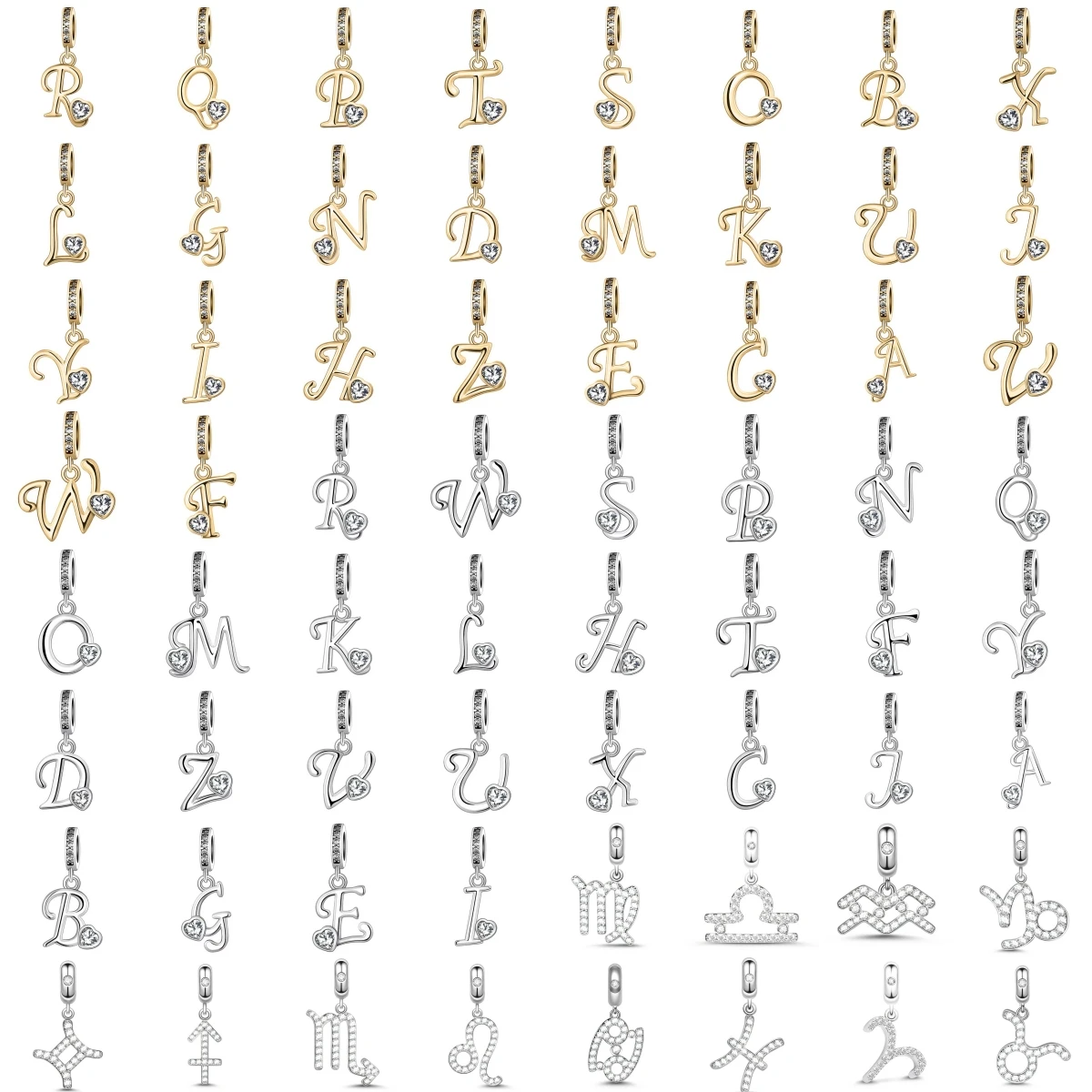 

Подвески из серебра 925 пробы с белыми циркониевыми кристаллами, серия букв, для женщин, DIY, подходят для браслетов и ожерелий, модные украшения