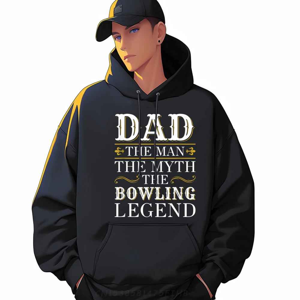 

Design Bowling Dad Legend For Fathers Day Vintage Long Sleeve Hoodies Loose O Neck Printed Hoodies Mans Sweatshirt