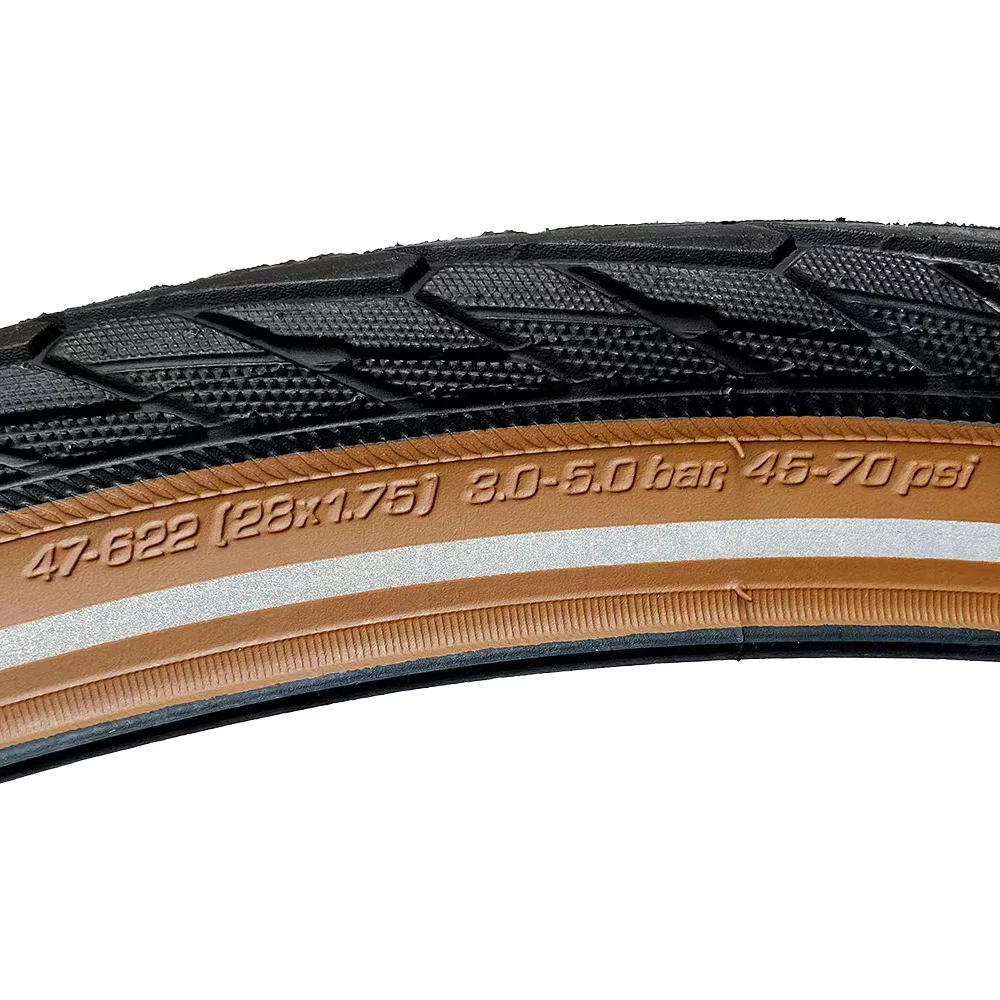 Schwalbe ROAD CRUISER Bicycle Tire 47-622 28x1.75 Steel Wited MTB Road Bike Brown Edge Tire with Reflective Strip 45-70PSI 50EPI