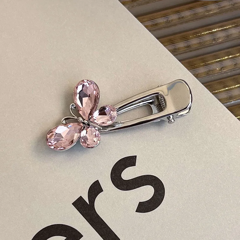 Y2K Pink Rhinestone Butterfly Bow Star Heart Hairpins  display picture 2