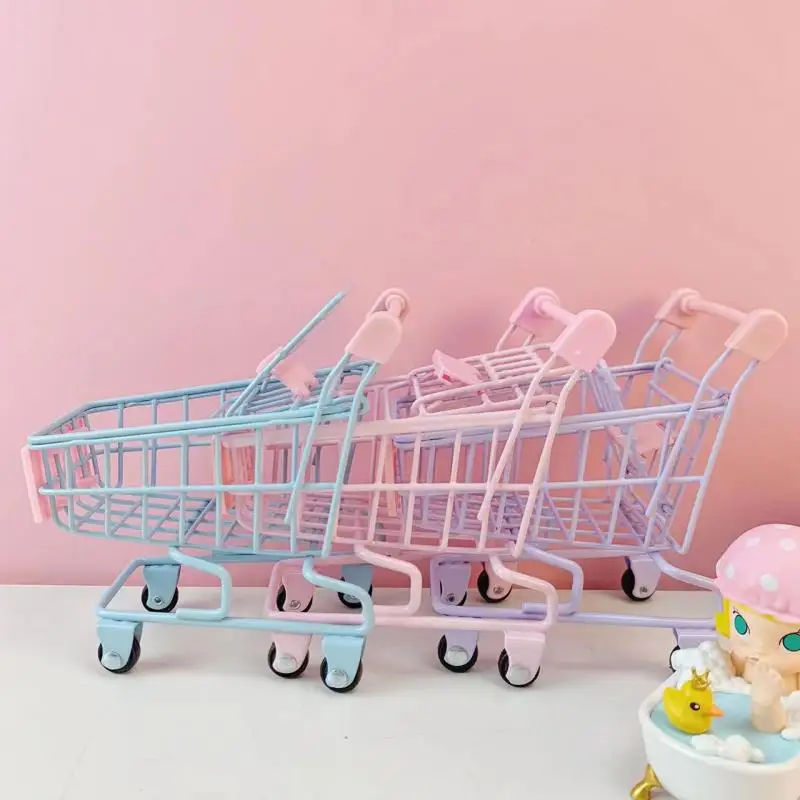 Colorful Funny Mini Supermarket Shopping Cart Photo Props Trolley Pet Bird Parrot Hamster Toy Children Kid Toy Storage Cart