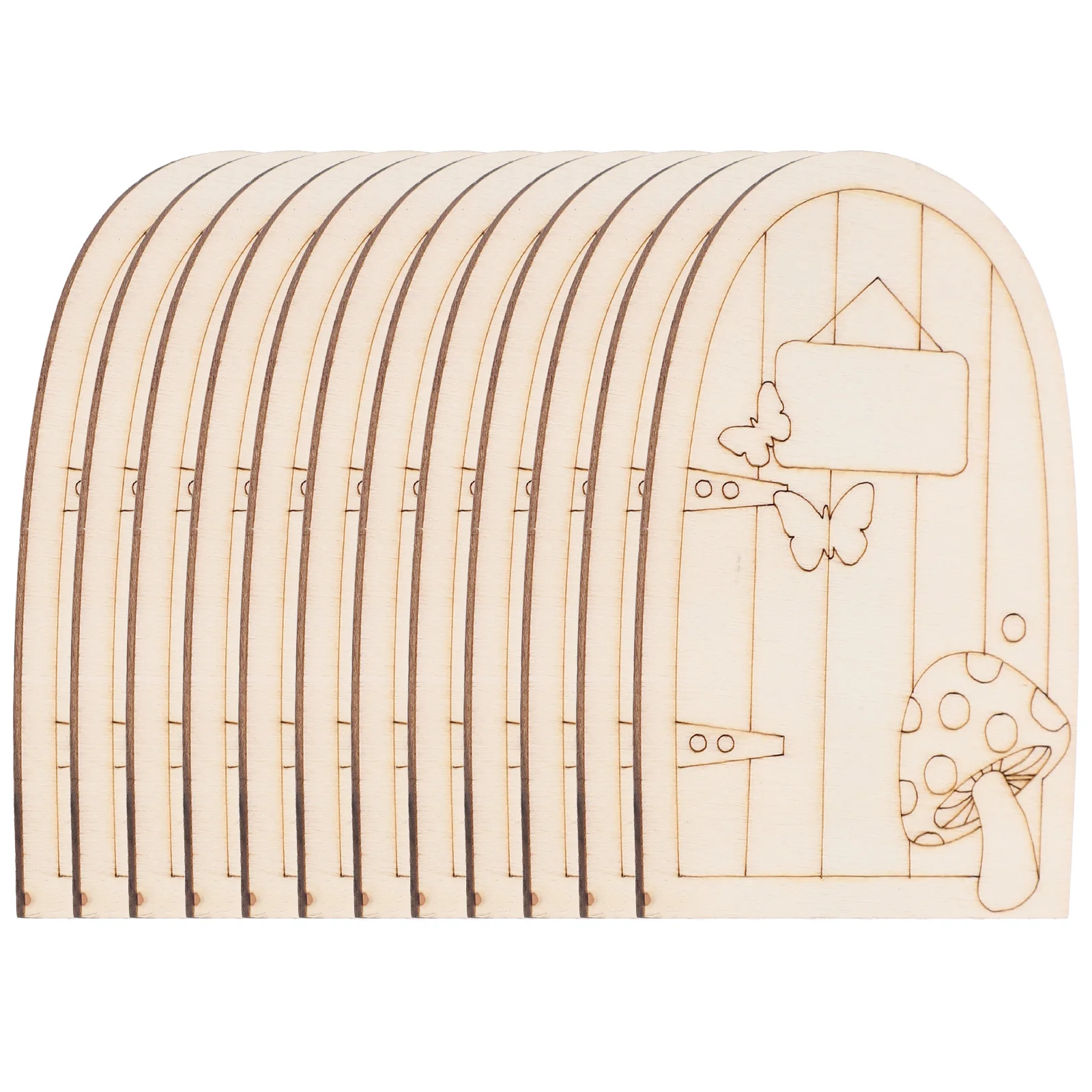 

12 Pcs Wooden Fairy Doors Mini Garden Accessories Outdoor Decor Unpainted Sturdy Material Whimsical Touch Enhance Aesthetics