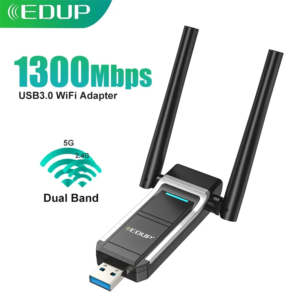 EDUP USB واي فاي محول 1300Mbps لاسلكي واي فاي لينة AP ثنائي النطاق بطاقة الشبكة واي فاي دونغل استقبال هوائي خارجي للكمبيوتر