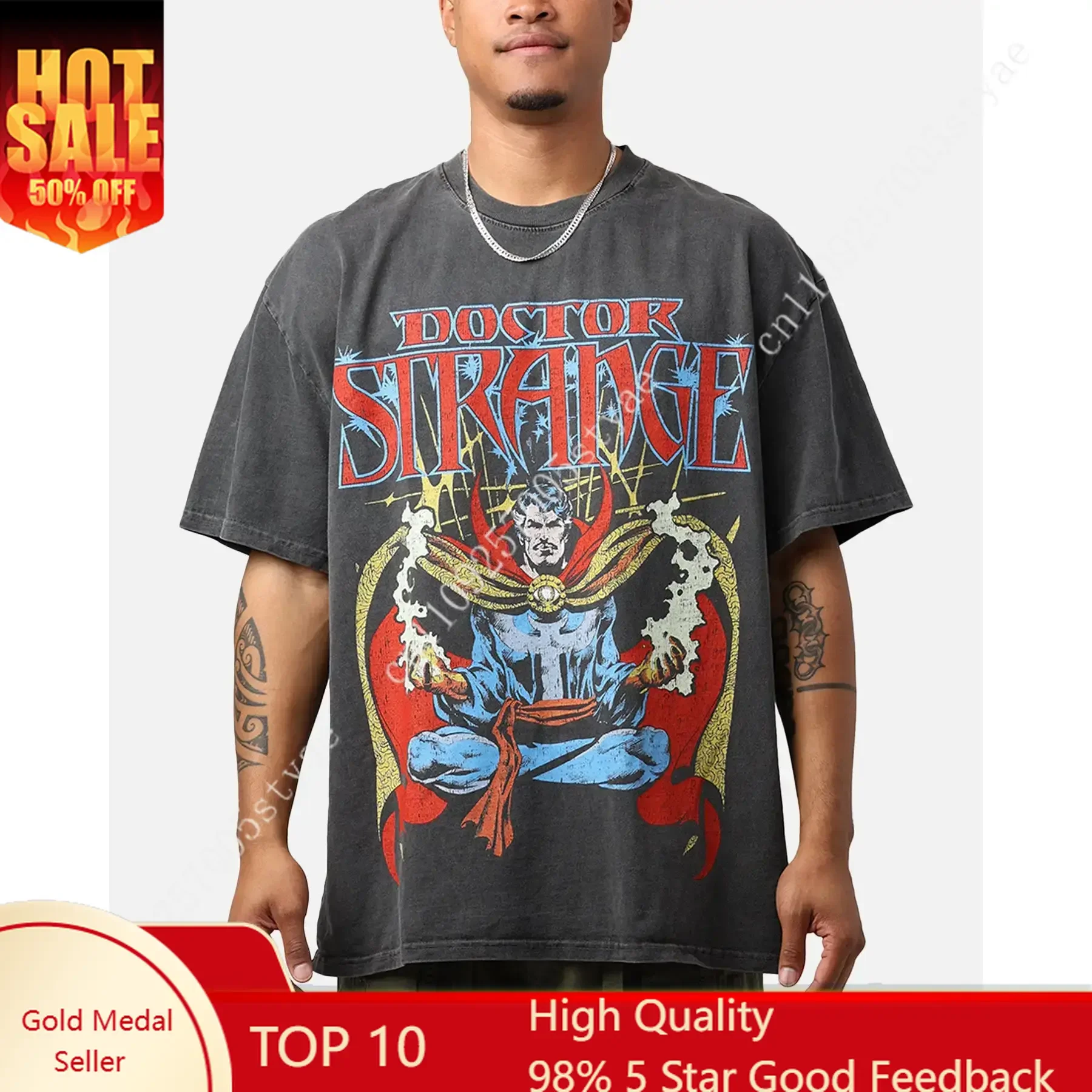 Marvel Doctor Strange Heavyweight Vintage T-Shirt Black Wash
