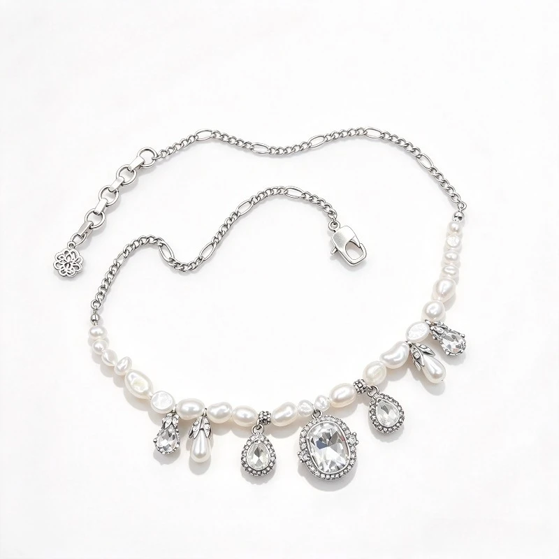 Alloy Baroque Pearl Necklace for Women, Teardrop & Oval Crystal Pendant Choker, Vintage Elegant Romantic Style Beaded Statement Necklace, Adjustable Extender Chain, Ideal Jewelry for Wedding, Banquet, Dating and Formal Party for Ladies