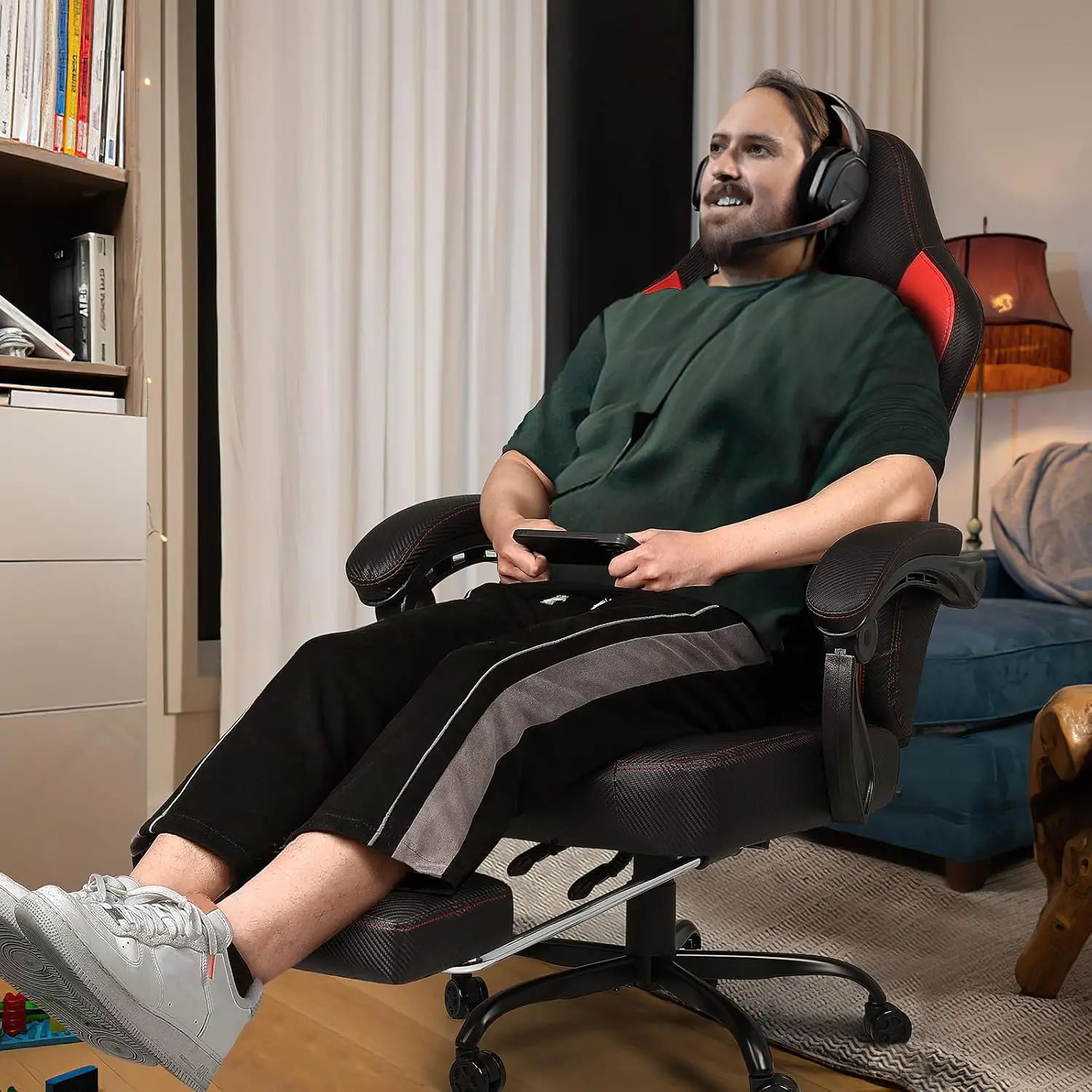 Big and Tall Gaming Chair 400lb Weight Capacity,Gamer Chairs for Adults,Video Game Chair wth Footrest,Racing Style Computer