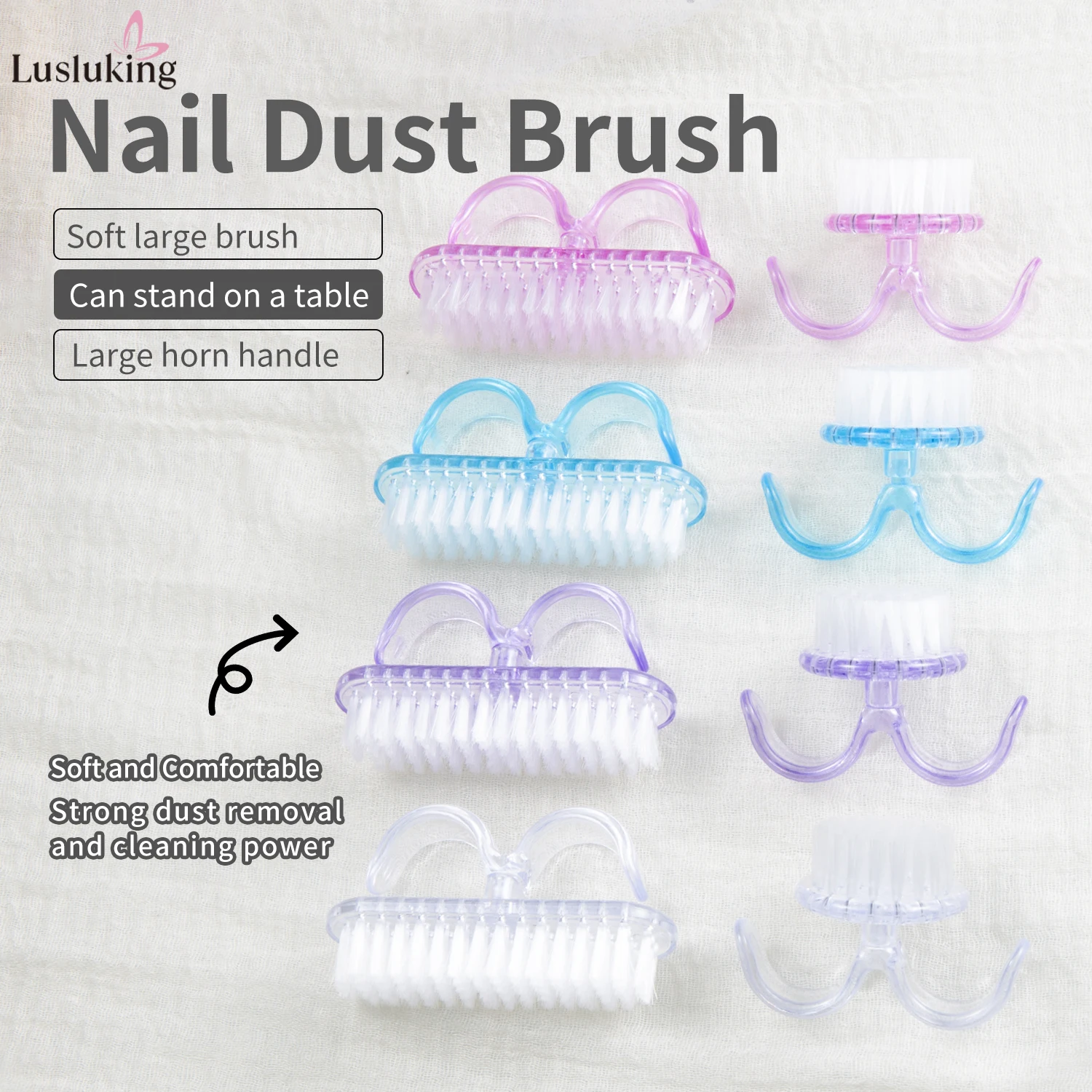 2PCS Soft Bristle Manicure Dusting Brushes Finger Ring Nail Polish Residue Cleaner Set for Nail Art Polish Powder Cleanup