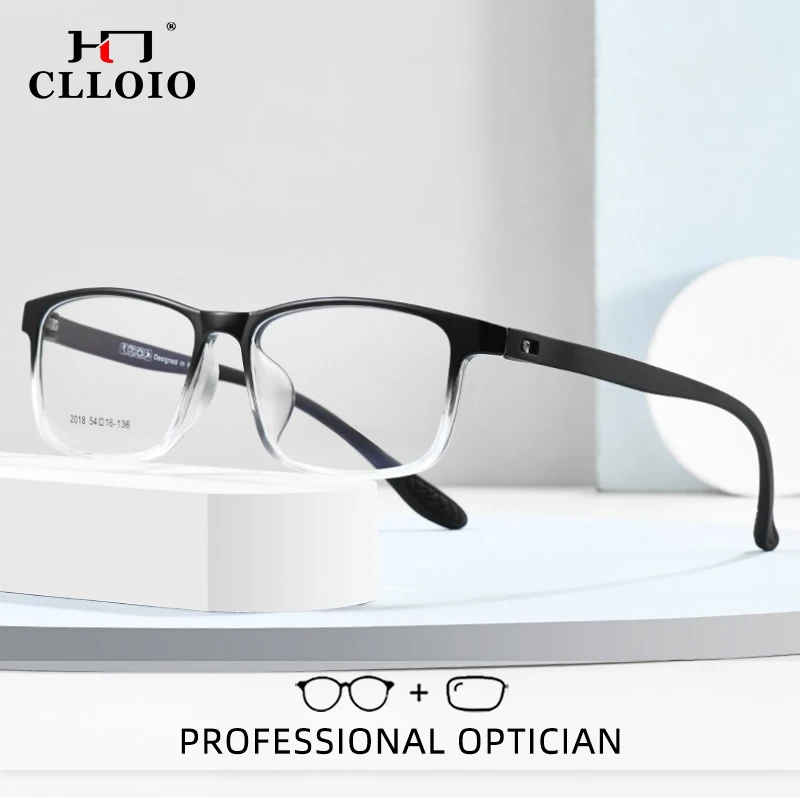 

CLLOIO Business Everyday Wear Reading Glasses Anti Blue Light TR90 Square Frame Myopia Glasses Progressive Prescription Eyewear