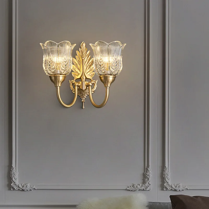 

American Copper Wall Lamp Staircase Modern Bedroom Background Wall Lamp Retro French Living Room Decoration Wall Light