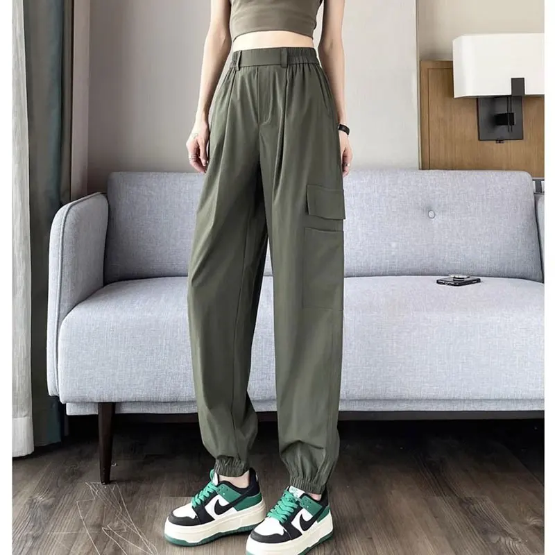 

Women's Summer Thin Fashion Simplicity Solid Color High Waist Sweatpants Women Clothes All-match Sports and Leisure Pants