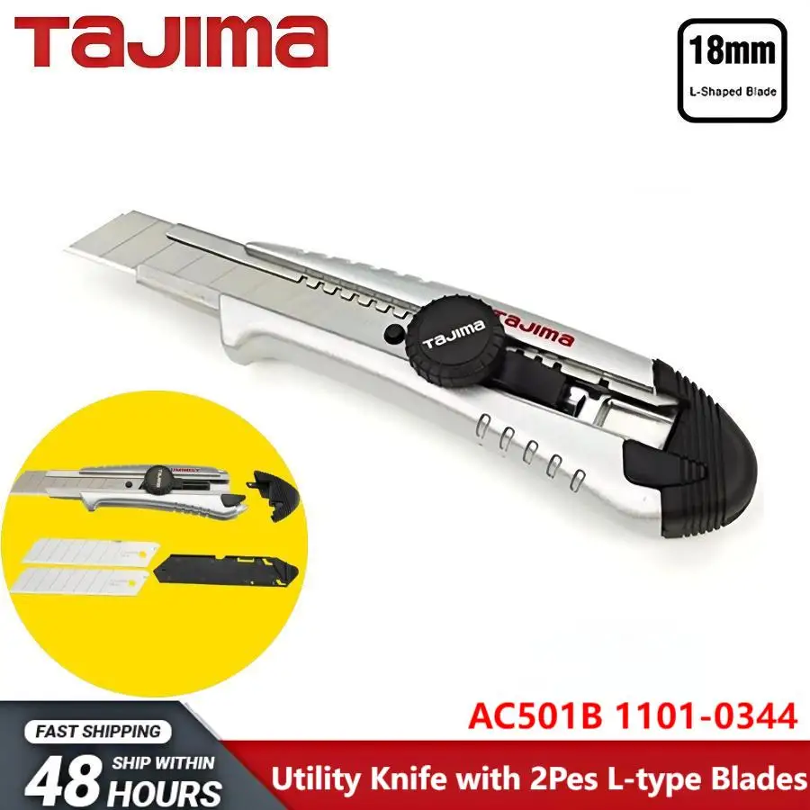 

TAJIMA 1101-0344 Универсальный нож из алюминиевого сплава, автоматический выдвижной, 2 сменных лезвия L-типа AC501B