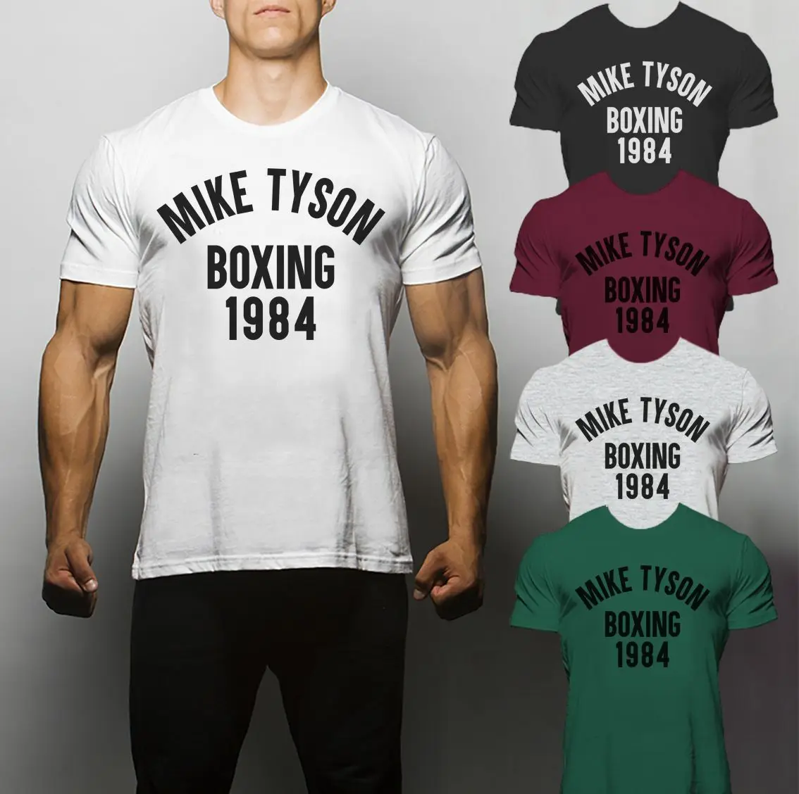 Mike Tyson Boxing 1984 Gym Muscle Training T Shirt. Short Sleeve 100% Cotton Casual T-shirts Loose Top Size S-3XL