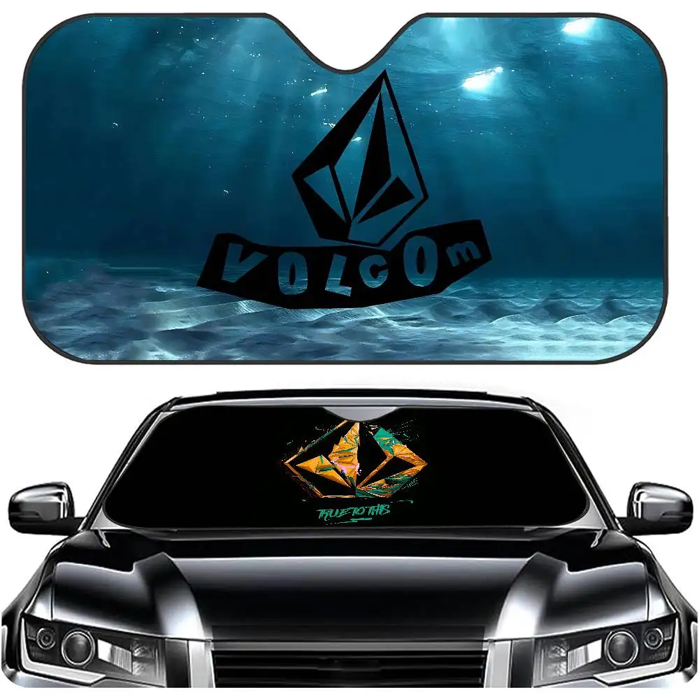 V-Volcoms شعار مظلة السيارات درع الزجاج الأمامي نافذة الشمس مانع غطاء الحماية الداخلية لشاحنة SUV قناع العالمي
