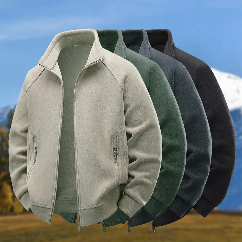 

Autumn And Winter New Casual Wool Jacket Men's Warm Windproof Fleece Tactical Outdoor Sports Hiking Hunting Wool Jacket