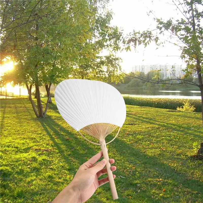 ABUL-20Pcs Pure White Bamboo Handle Blank Calligraphy Painting Blank Group Fan Fan Fan White Fan