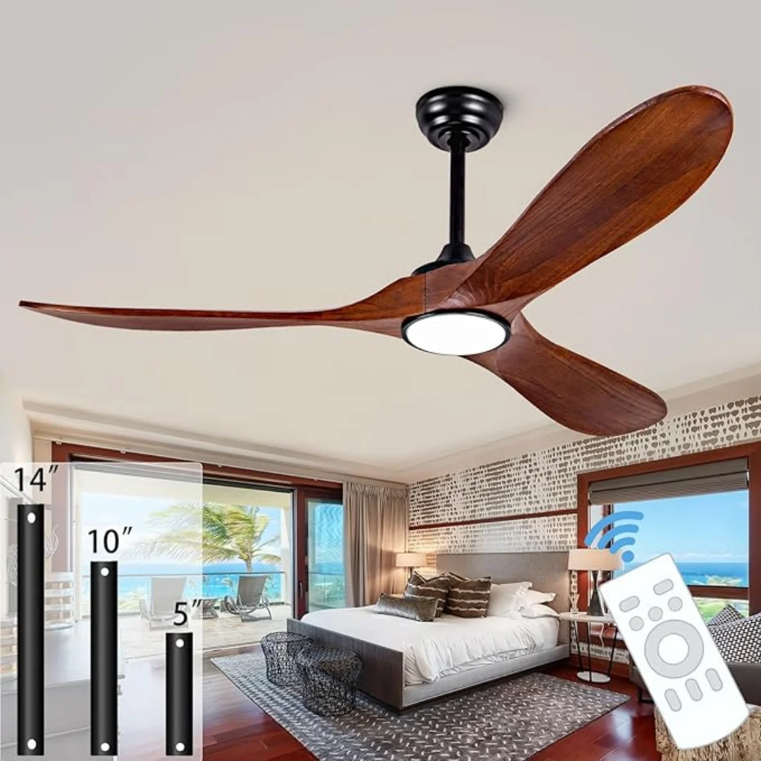 42/52/60 Inch Ceiling Fan With Light 85-265V Wooden Ceiling Fans Remote Control Decorative Blower Retro Large Fans