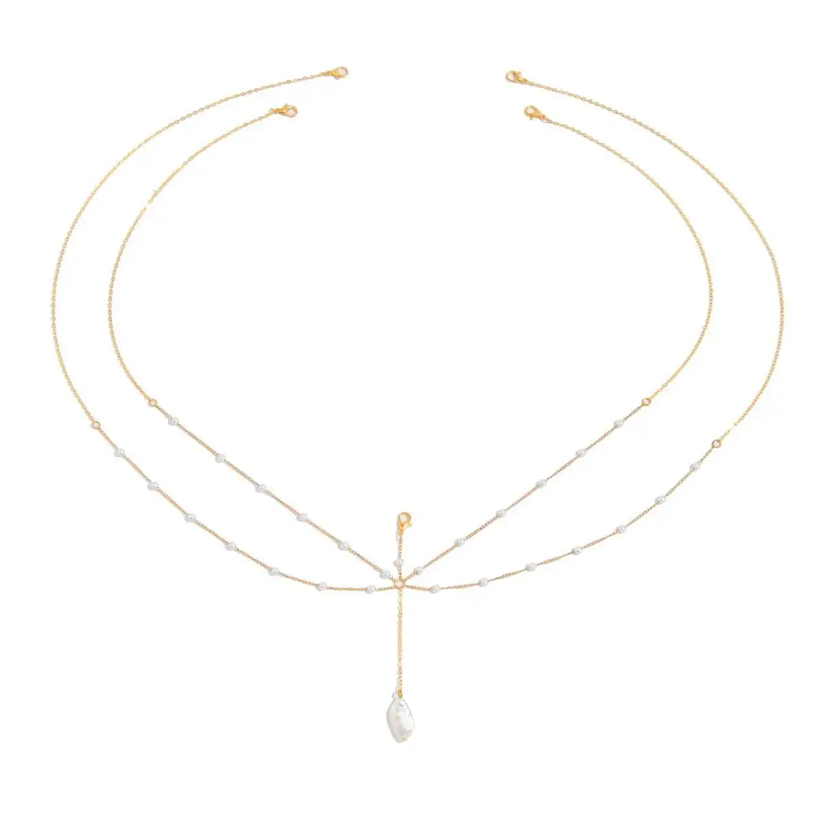 SHIXIN esthétique multicouche Imitation perle poitrine chaîne ventre taille chaîne pour les femmes Boho été plage Sexy Bikini corps bijoux