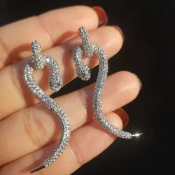 Exaggerated Female Earrings 925 Silver Needle S Snake Shaped Animal Ear Gothic Silver Color Wedding Jewelry Gift