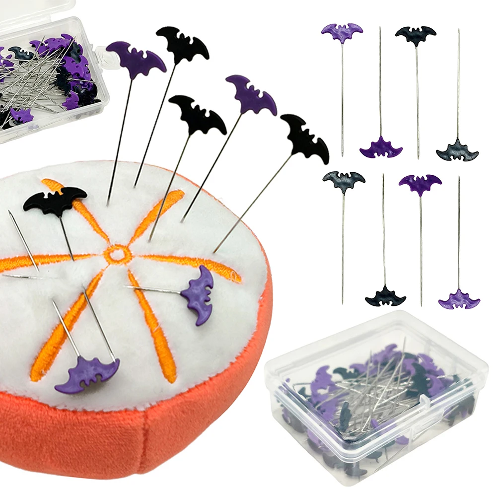50/100pcs Nähnadel, Halloween -Fledermaus -Schneidernadel, Neuheit DIY -Stoffpositionierungsmarkierungsnadel für Nähzubehör