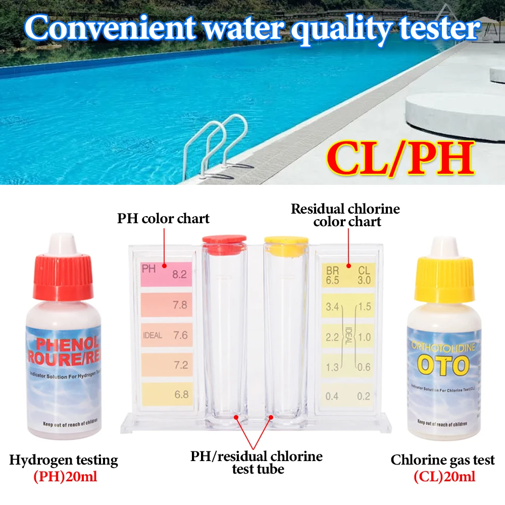 PH Chlorine Water Test Kit Tester Hydrotool Testing Kit for Swimming Pool Water Alkalinity Test Hydroponics Aquarium Accessories