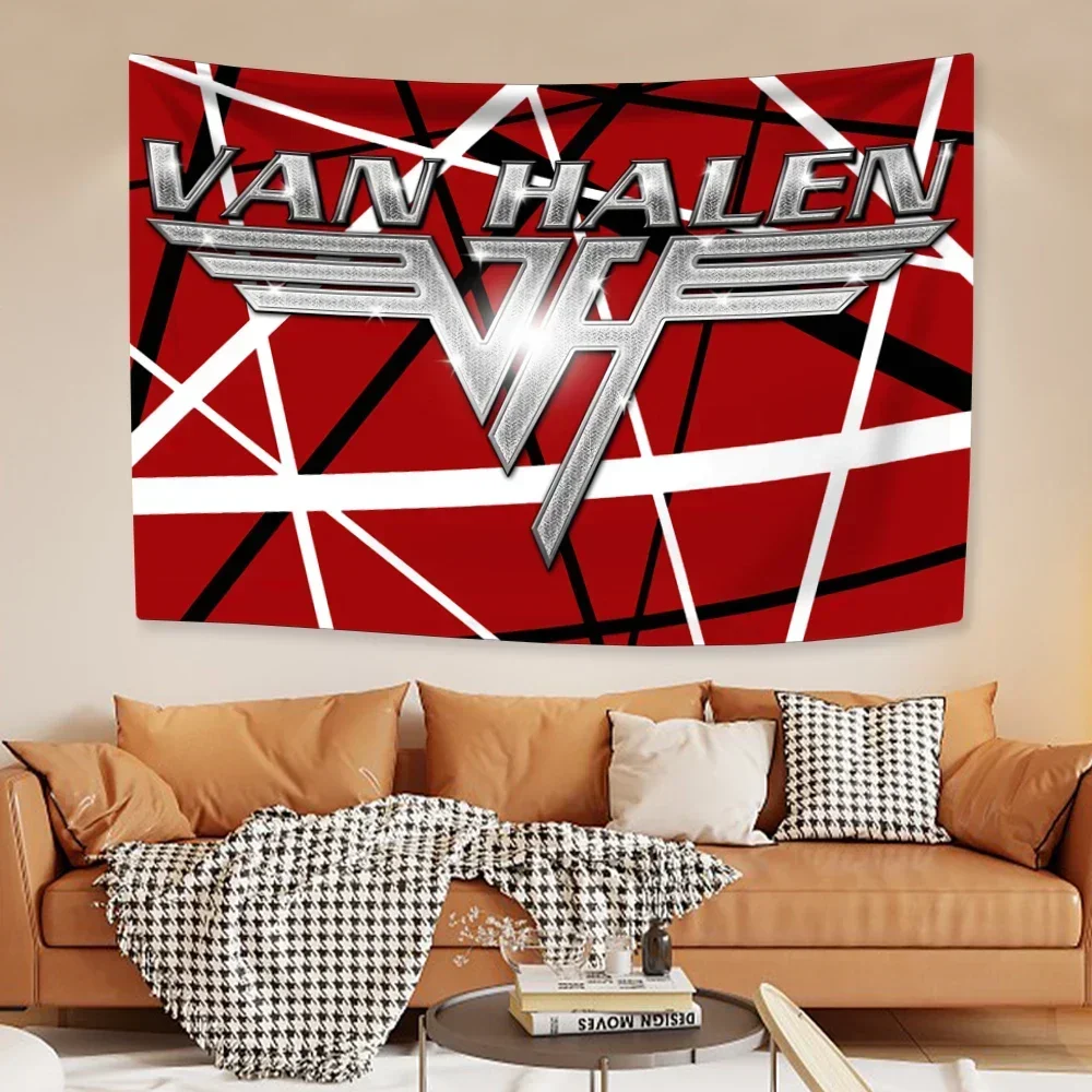 Rock Music Band Tapestry Van Halens Home Decoration Wall Hanging Bedroom Dormitory Background Cloth Party Backdrop Concert Decor