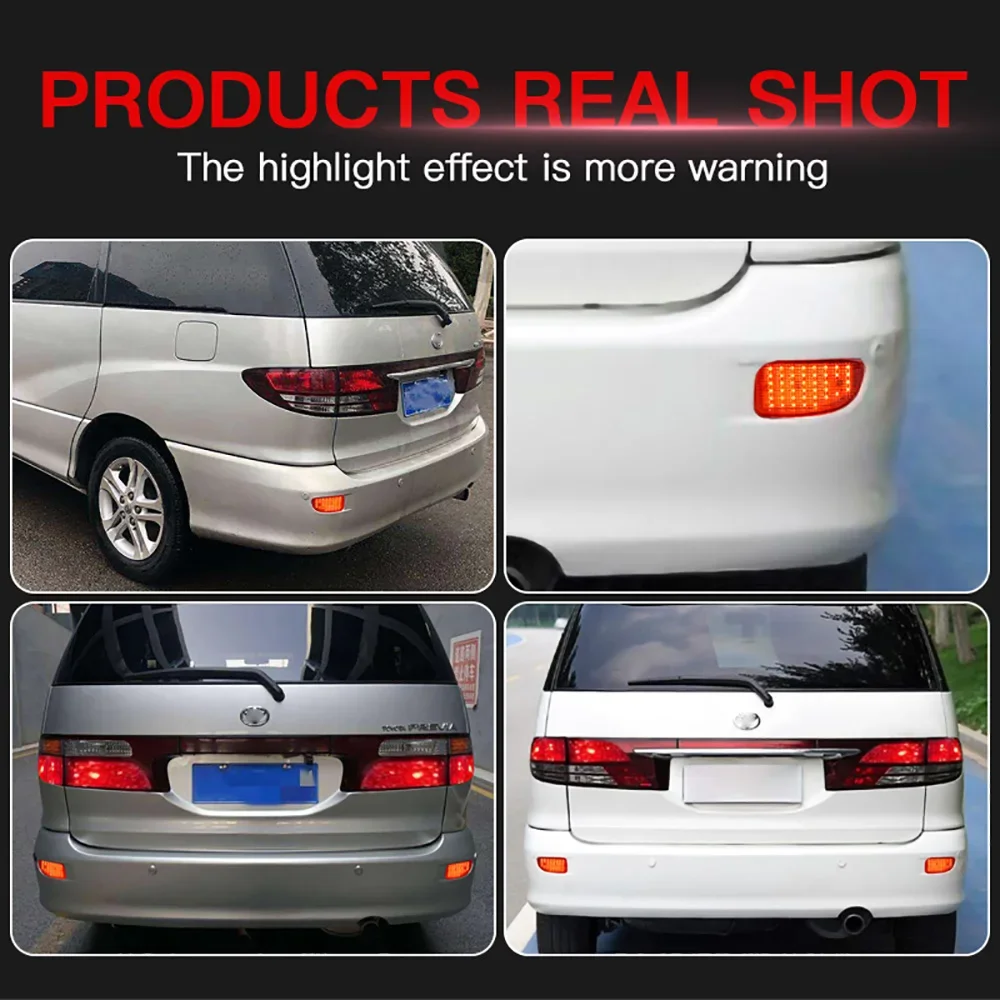 

2PCS Car LED Rear Brake Light Bumper Reflector Warning Lamp Fog Lamp for Toyota Previa Estima Tarago 30 40 Series Red Smoke Lens