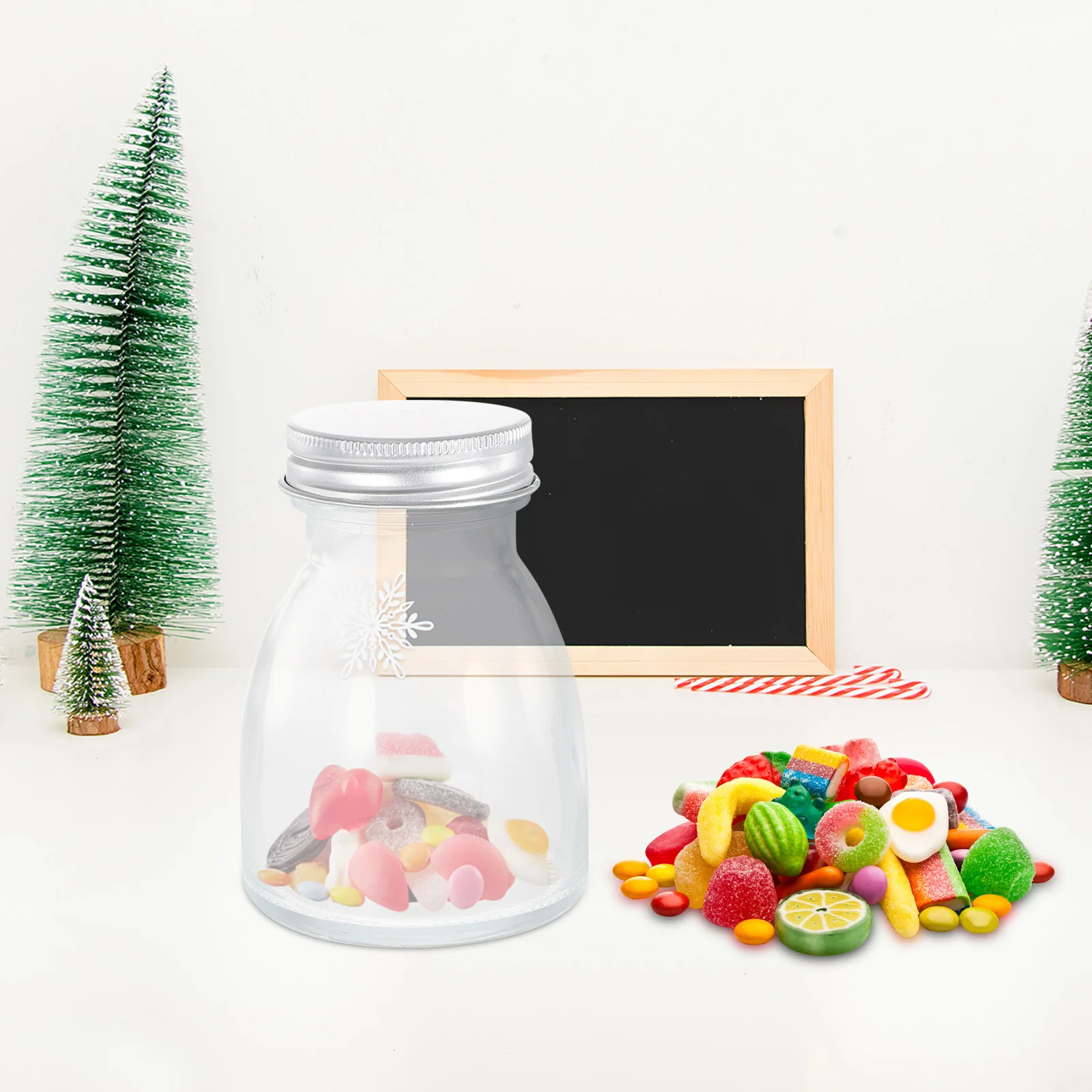 

6Pcs Glass Candy Storage Jar Aluminium Sealed Lid Kitchen Grain Sugar Container Holder Glass Bottle Candy Bottle