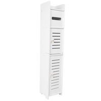 White PVC Storage Cabinet For Small Spaces, Over The Toilet Cabinet For Skinny Bathroom Storage Corner Floor (White)