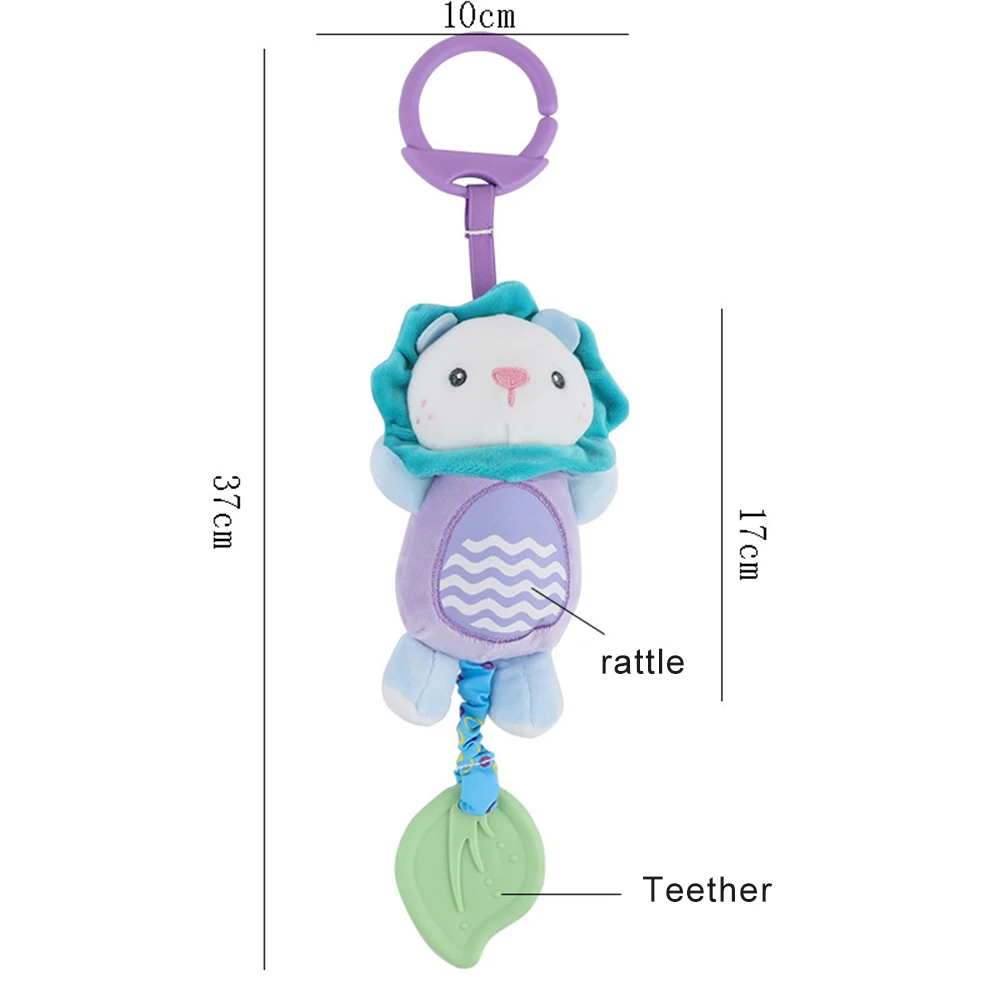 Animal Rattle Newborn Soft Stuffed Hand Grip Baby Toys Shaker Crinkle Squeaky Sensory Travel for Toddler Hanging Toy Gifts