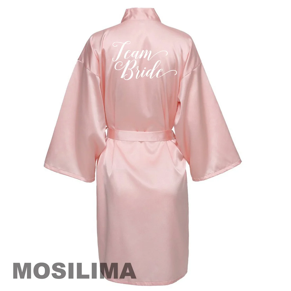 Wedding Party Team Bride Robe Kimono Satin Pajamas Bridesmaid Bathrobe SP610