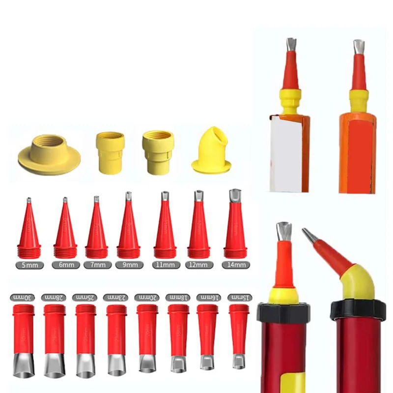 

-ABQX Caulking Finisher Kit 18 Pcs Stainless Steel Caulking Nozzle Applicators With 8 Connection Bases For Bathroom Kitche