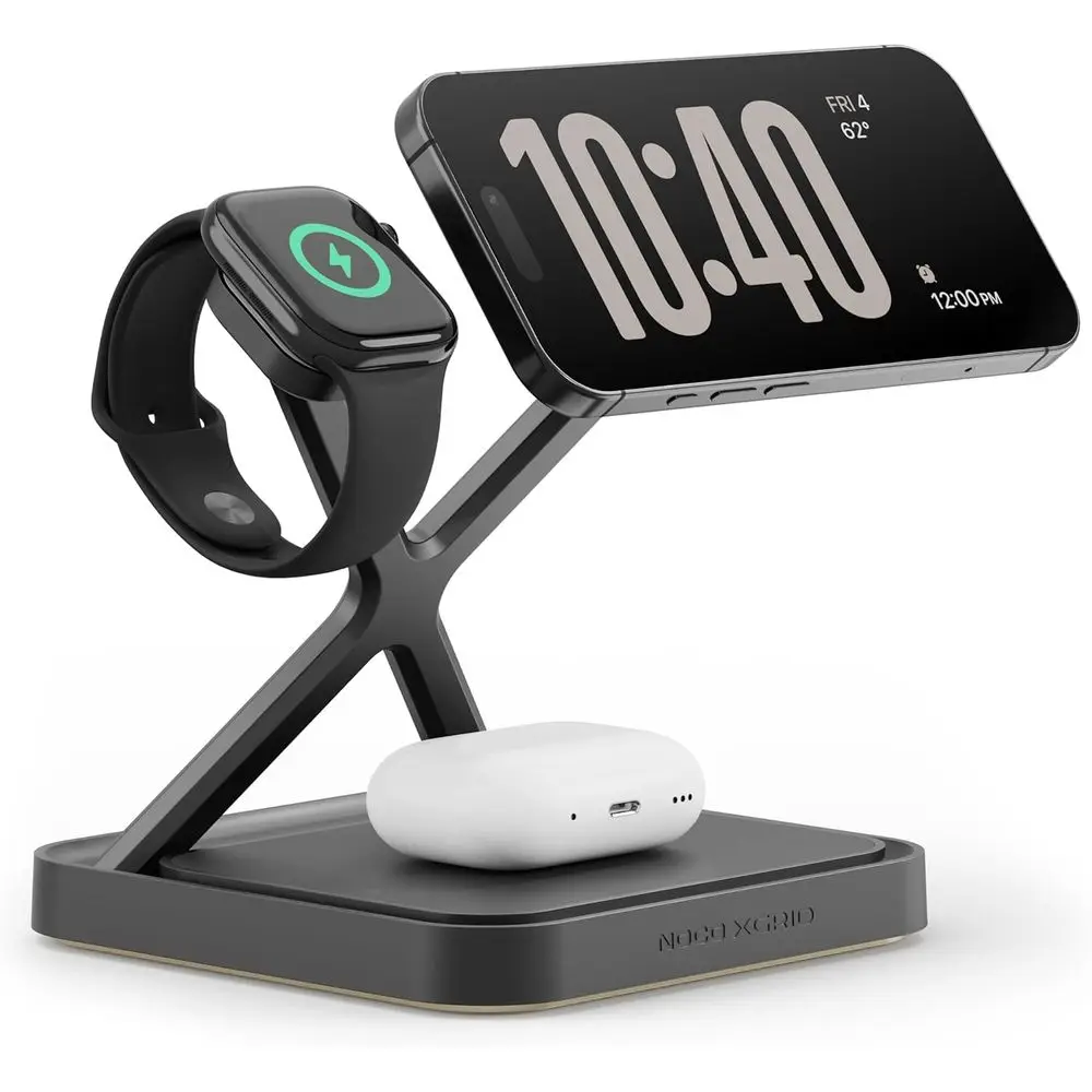 

Беспроводная зарядная док-станция 3-в-1 — поддерживает iPhone, Apple Watch, AirPods — сертифицирована по стандарту Qi2, с зарядным устройством USB-C мощностью 45 Вт и кабелем длиной 6,5 футов.