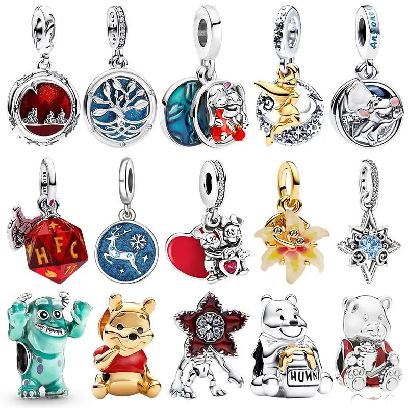 Colgante de plata 925 con diseño de flores para hombre y mujer, colgante de Boutique apto para collar, pulsera Original, regalos de fiesta de Navidad Diy