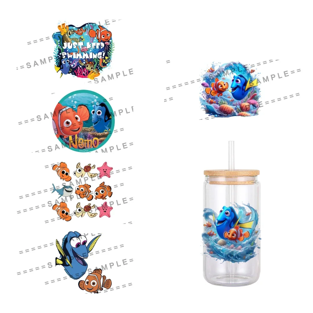 Disney Cartoon Finding Nemo UV DTF Transfer Sticker Waterproof Transfers Decals For 16oz Glass Cup Wrap Stickers 11x12cm