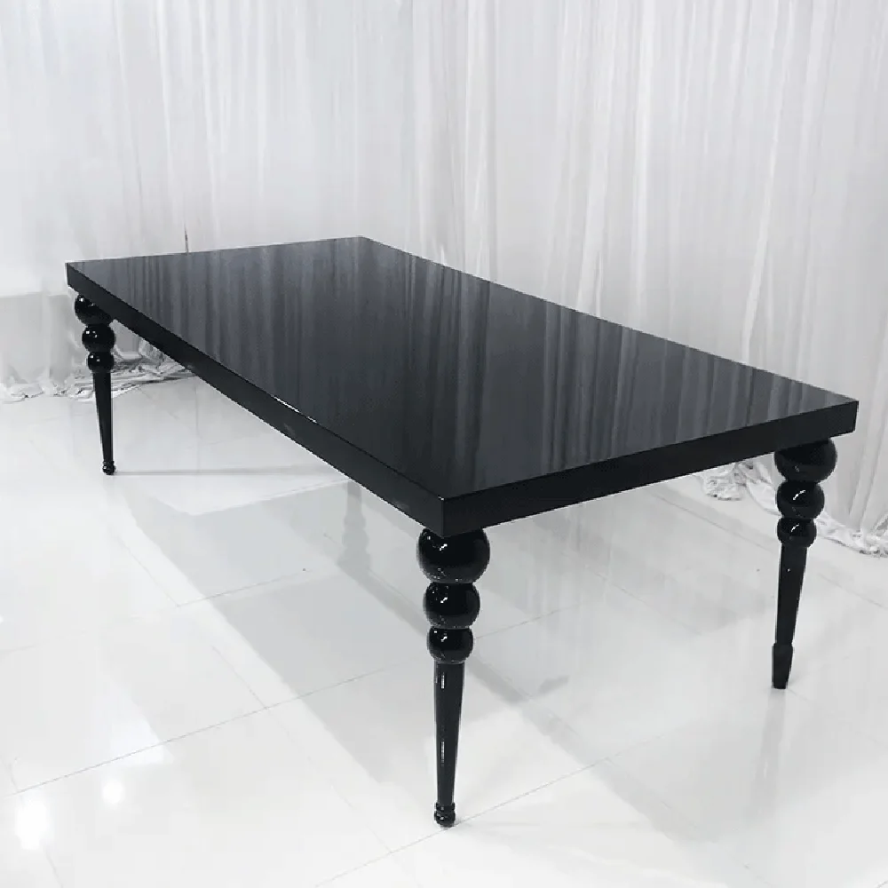 

Wedding furniture Stainless steel Rectangle MDF black wedding table