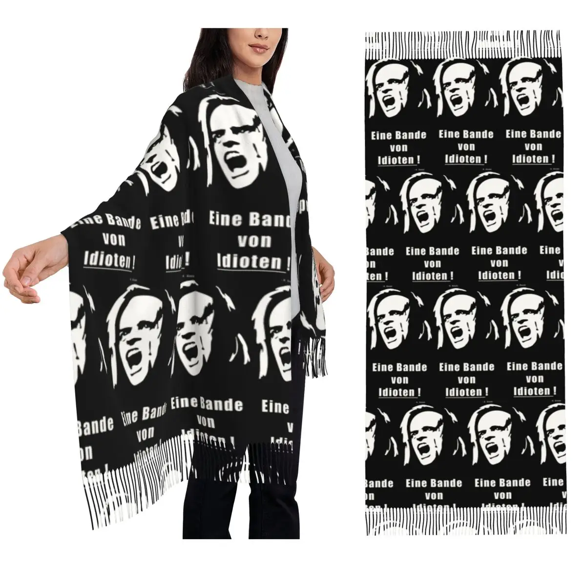 

Клаус Кинский - шарф с идиотами, шарфы с кисточками, женские мягкие теплые шали и накидки, длинная осенне-зимняя шаль