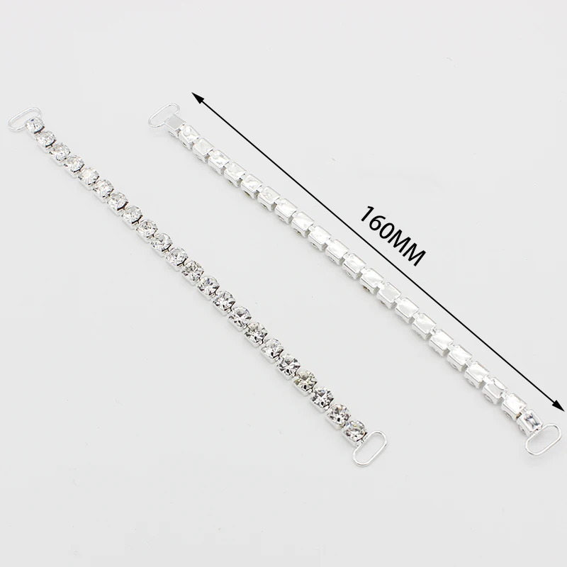 2Pcs 28/135/160MM Single Row Rhinestone Chain Bikini Connectors/Buckle Reinforcement Of Flat Chains Metal Crystal Bikini Buckle