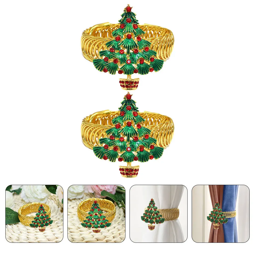 

2Pcs Metal Spring Christmas Curtain Tiebacks Decorative Holdbacks for Curtains Window Drapes Festive