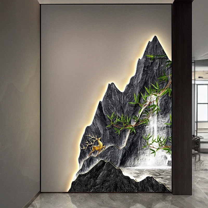 2024 New Flow Generating Wealth, Entrance Decoration Painting, High End Corridor Mural, Landscape Hanging Painting