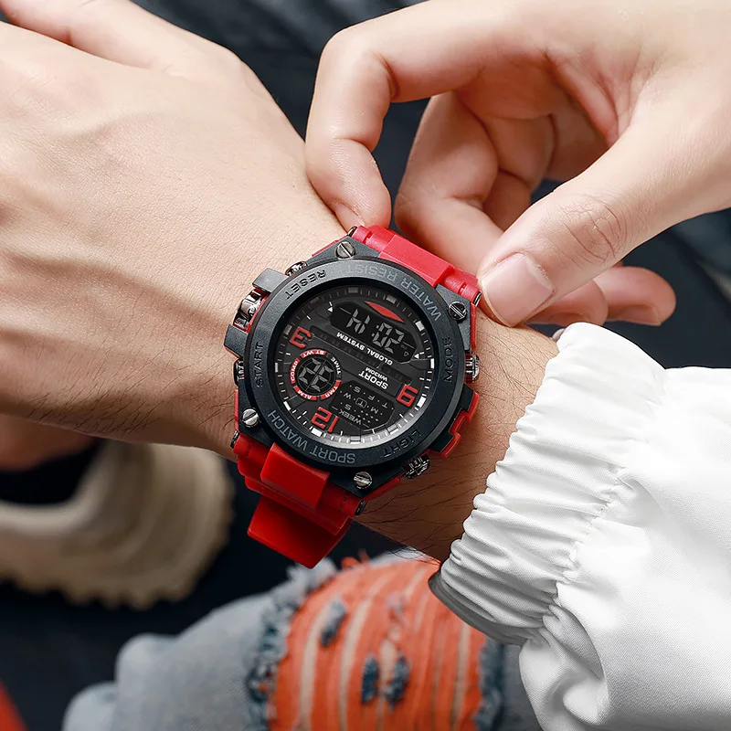 Men's Sports Digital Large Dial Luminous Waterproof Alarm Clock Multifunctional Electronic Chronograph Multifunctional Watch