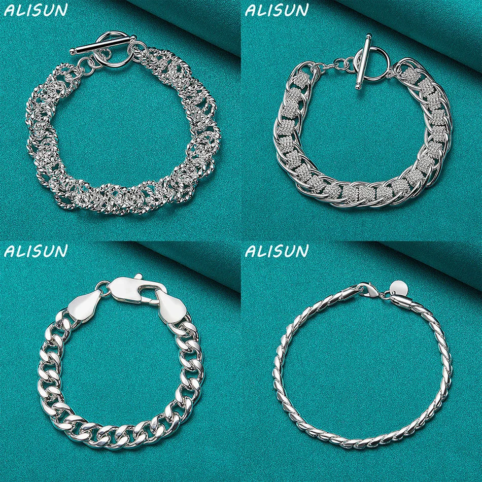 

ALISUN 925 Sterling Silver Bracelets For Women Men Anniversary Gift Popular Wild Fashion Romantic Jewelry