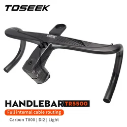 TOSEEK TR5500 Full Internal Cable Routing Road Bicycle Handlebar T800 Carbon Integrated Handlebar Di2 With Bike Computer Holder