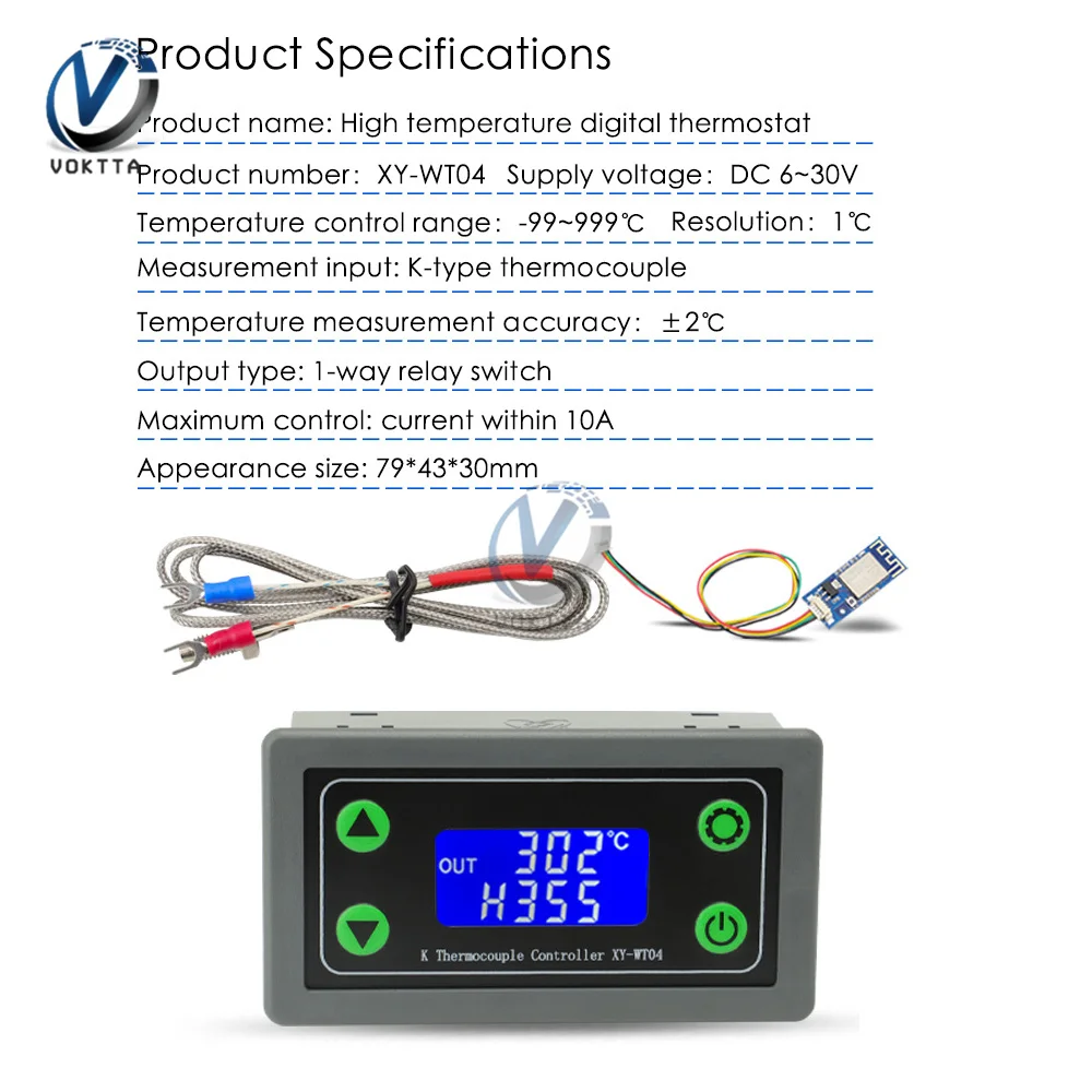 Imagem -03 - Termostato Digital com Controle Remoto Termopar tipo k Alta Temperatura Wifi-99 a 999 Graus Xy-wt04 Wt04-w