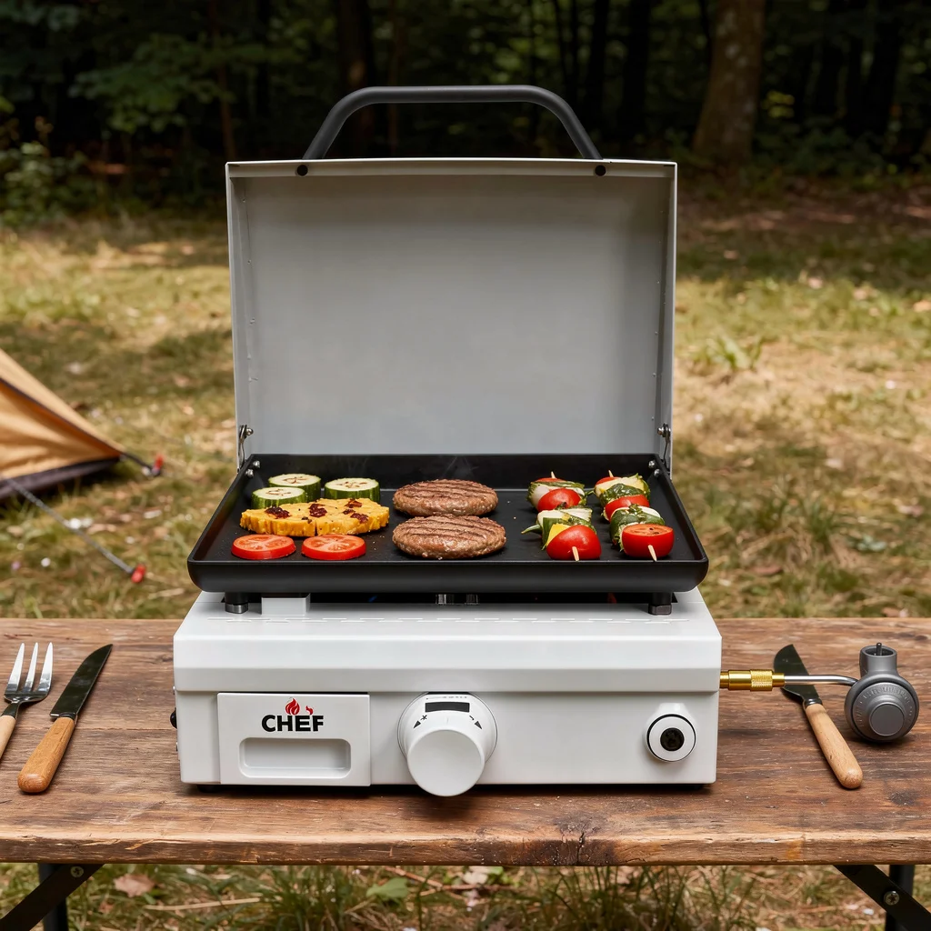 

Premium 16" Digital Tabletop Griddle 1 Burner Gas BBQ Plancha Grill for Garden Backyard Patio Barbecue