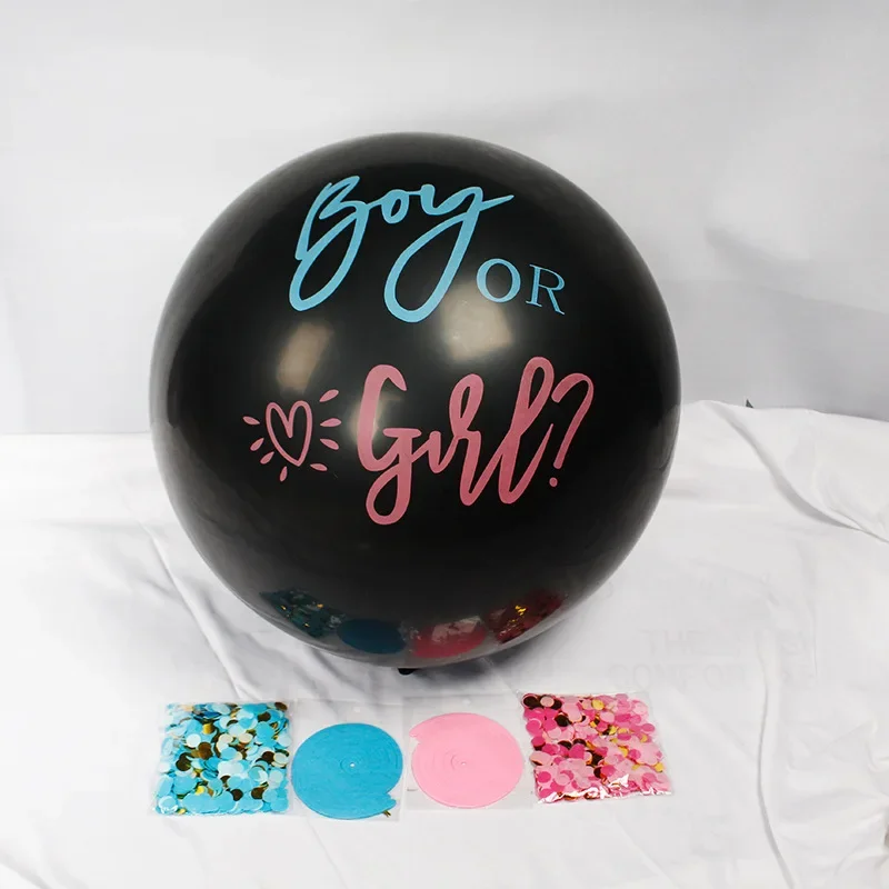 36-inch Giant Black Gender Reveals Balloon Boy or Girl Boys and Girls Large Latex Balloons Gender Show Party Decoration Supplies