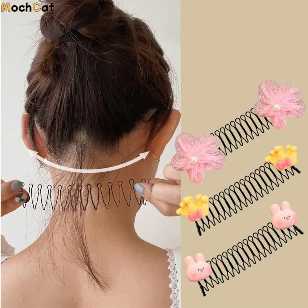 

Fresh Spring U Shape Hair Styling Comb Teeth Hair Wear Invisible Extra Hair Holder Flower Cartoon Design Decoration