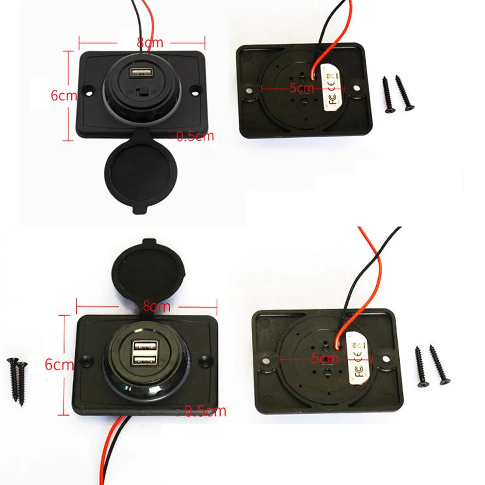 Single/Dual USB Port Charger Socket Outlet for Motorbike Car MarineBoat W/Led Indicator