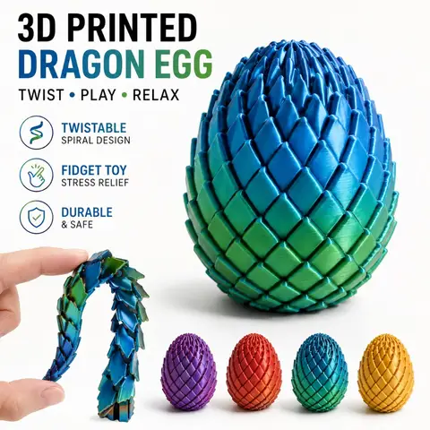 3D Printed 7.5/5.5CM Twisted Dragon Egg Toy Spiral Stress Relief Sensory Toy Christmas Birthday Party Gifts Multi-color Fidget