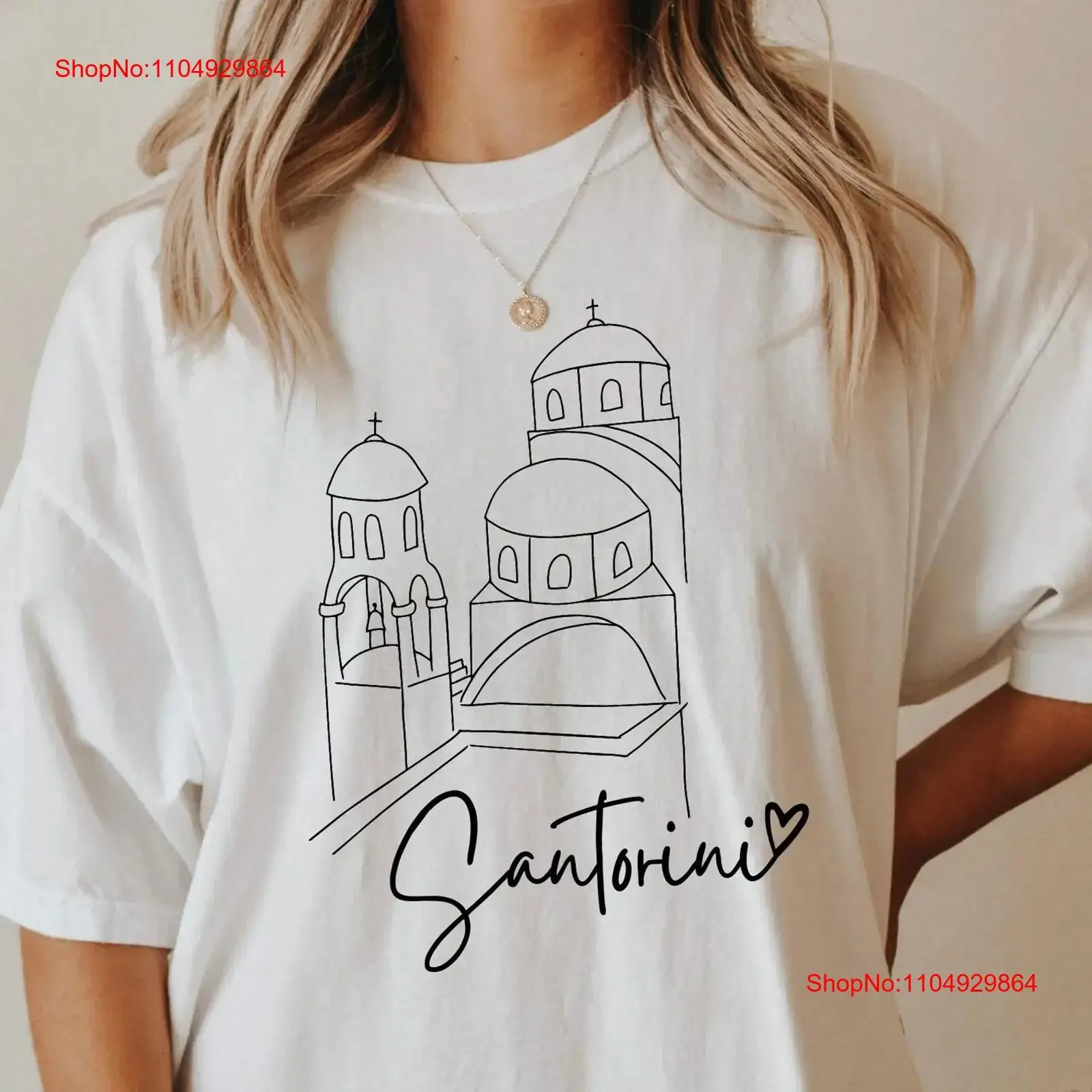 

Santorini T Shirt Greece Travel GifT Trip Souvenir vintage Washed Top For Everyday Wear fashion Casual Stretched Breathable