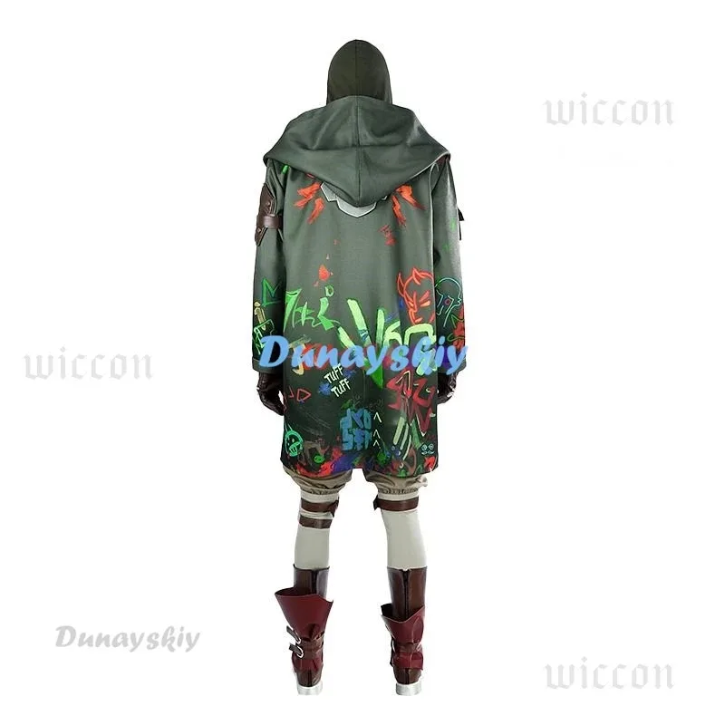 

COSda@Ekko Cosplay Cpstume LOL Arcane Season 2 Cosplay Costume Mask Handsome Jacket Vest Coat Gloves Uniform Halloween Party Set